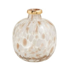 White Tortoise Vase with Gold Rim