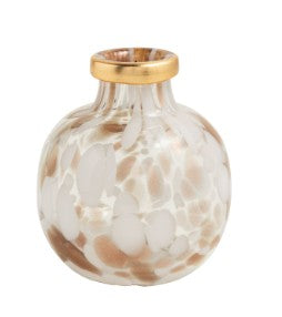 White Tortoise Vase with Gold Rim