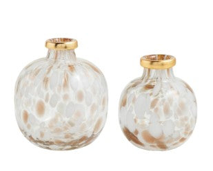 White Tortoise Vase with Gold Rim