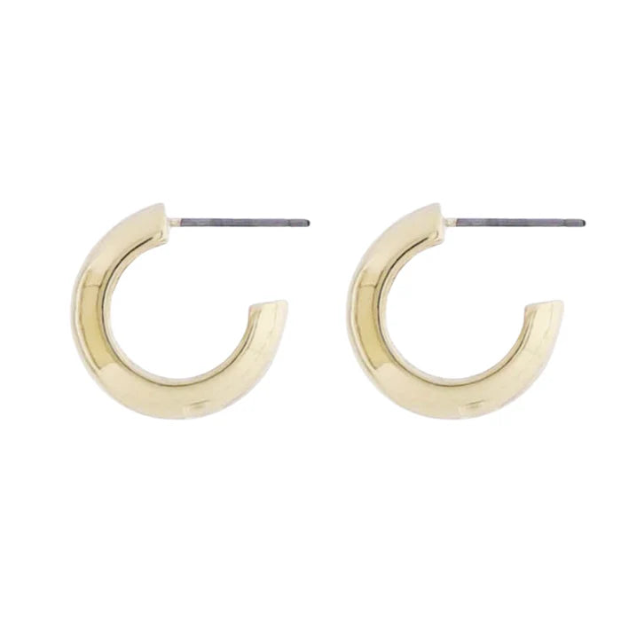 18k Gold Plated Gold Wide Huggie Earrings