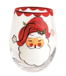 Hand-Painted Holiday Stemless Wine Glasses ( 3 Designs )
