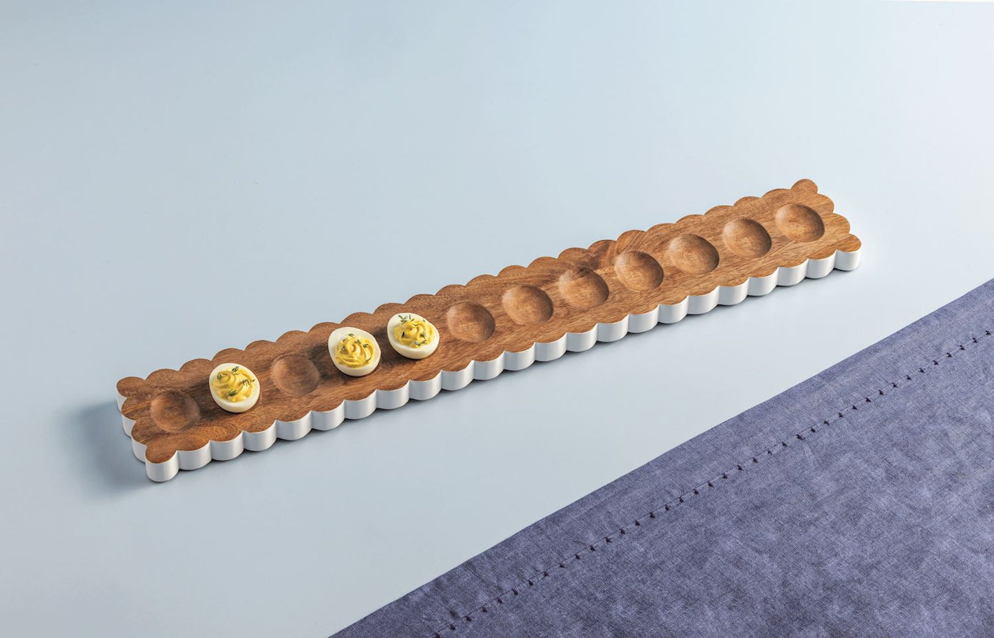 Scalloped Wooden Devil Egg Tray