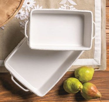 White Weave Stoneware Baking Dish (Small or Large)
