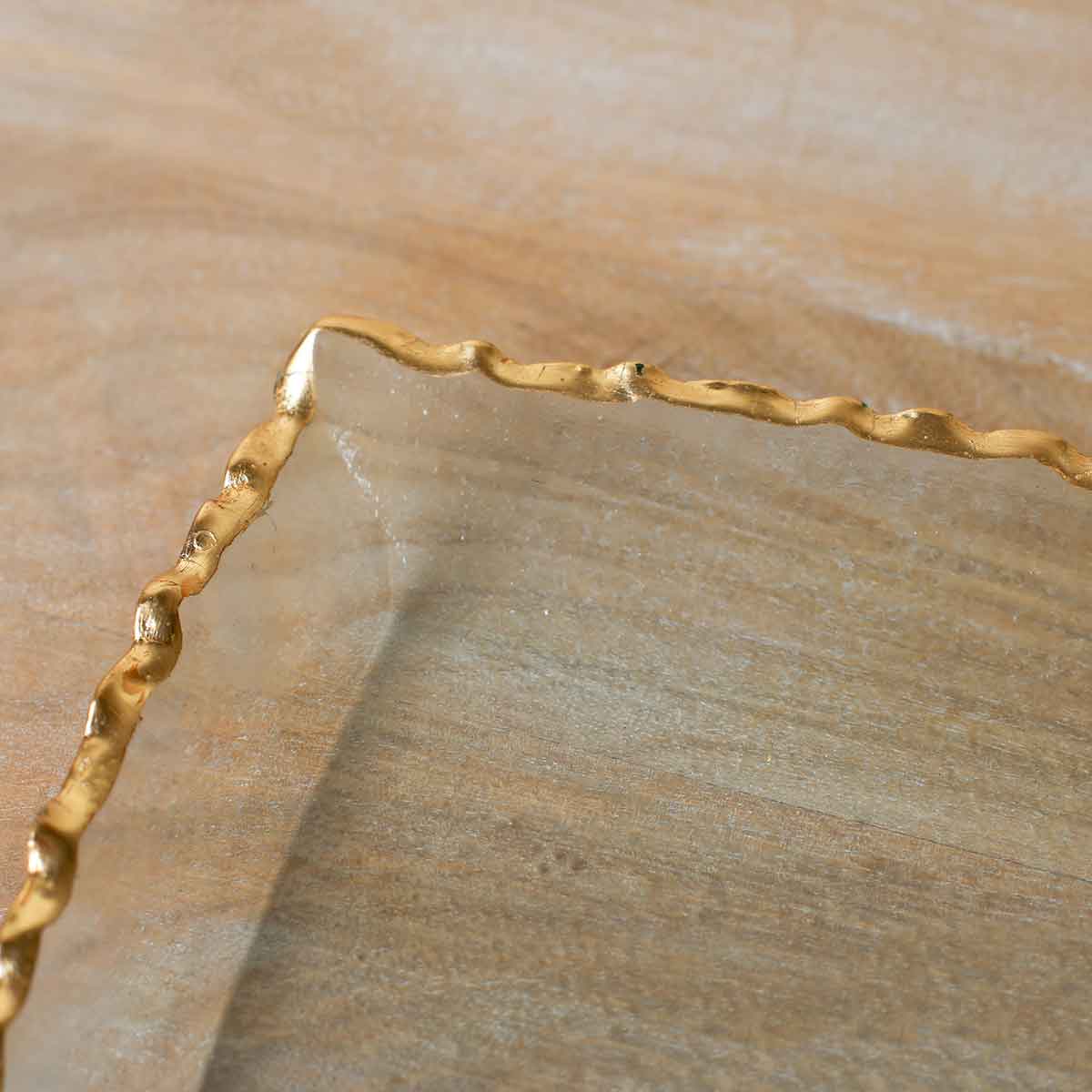 Seward Glass Rectangle Serving Tray with Gold Edge