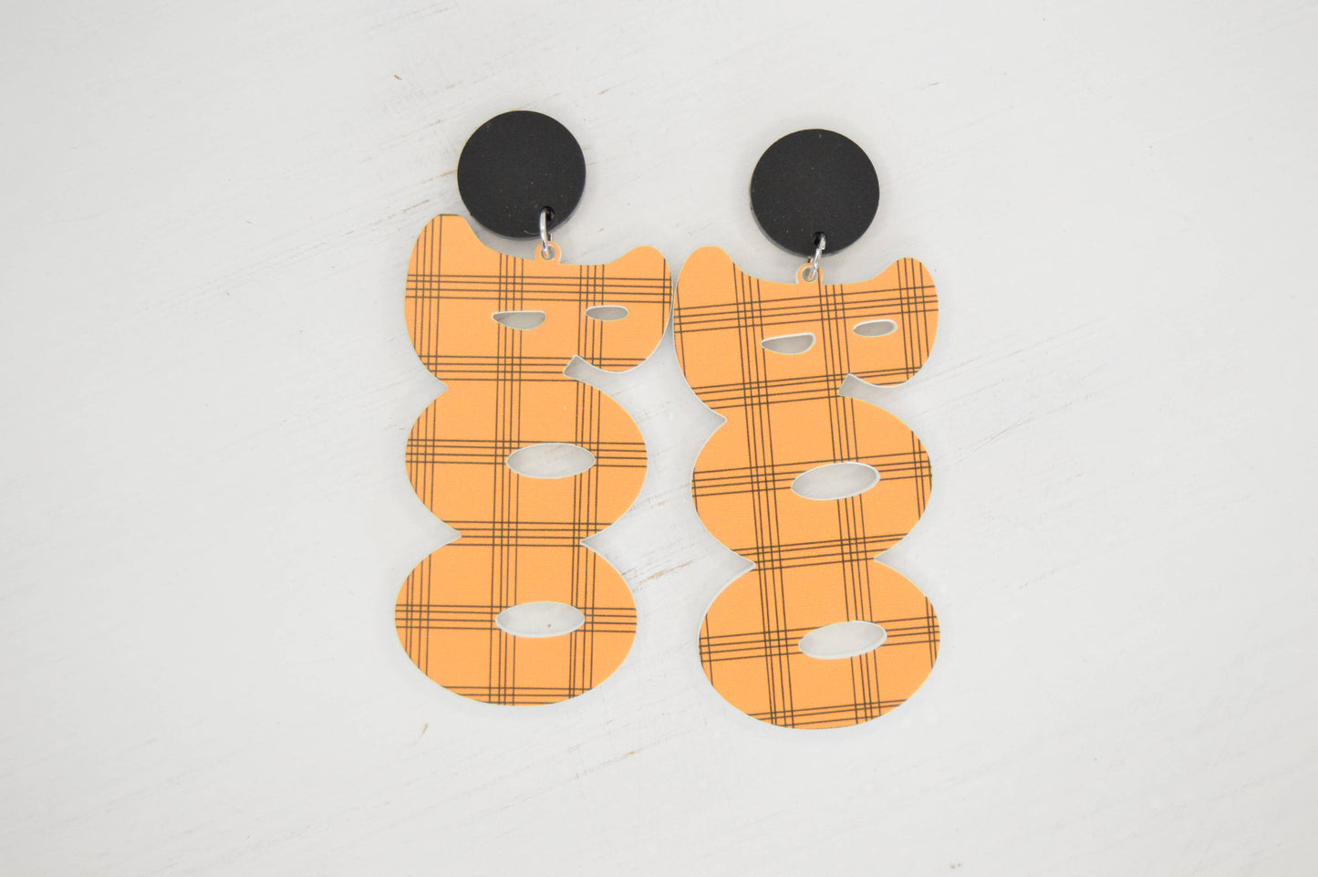 BOO plaid Halloween Earrings, Acrylic Earrings, Earrings