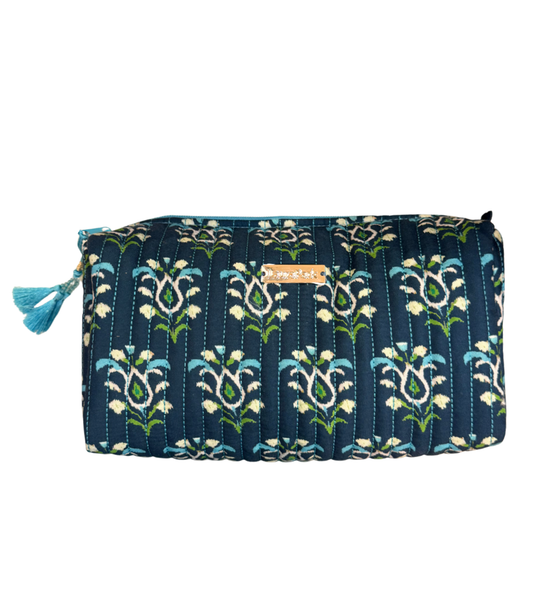 Rosemary Indigo Signature Large Cosmetic Bag ( New )