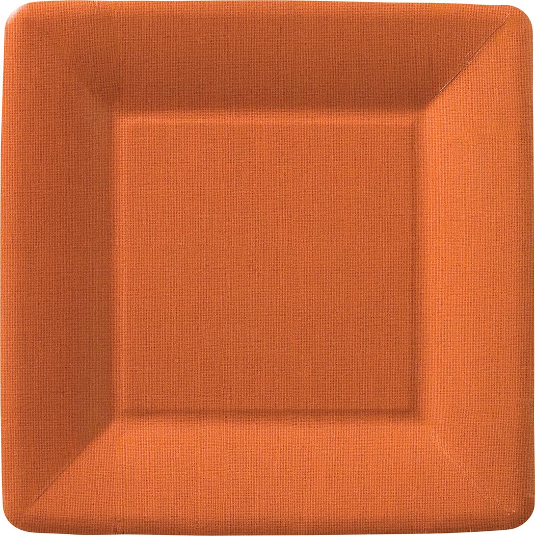 7" Square Paper Plates Terracotta