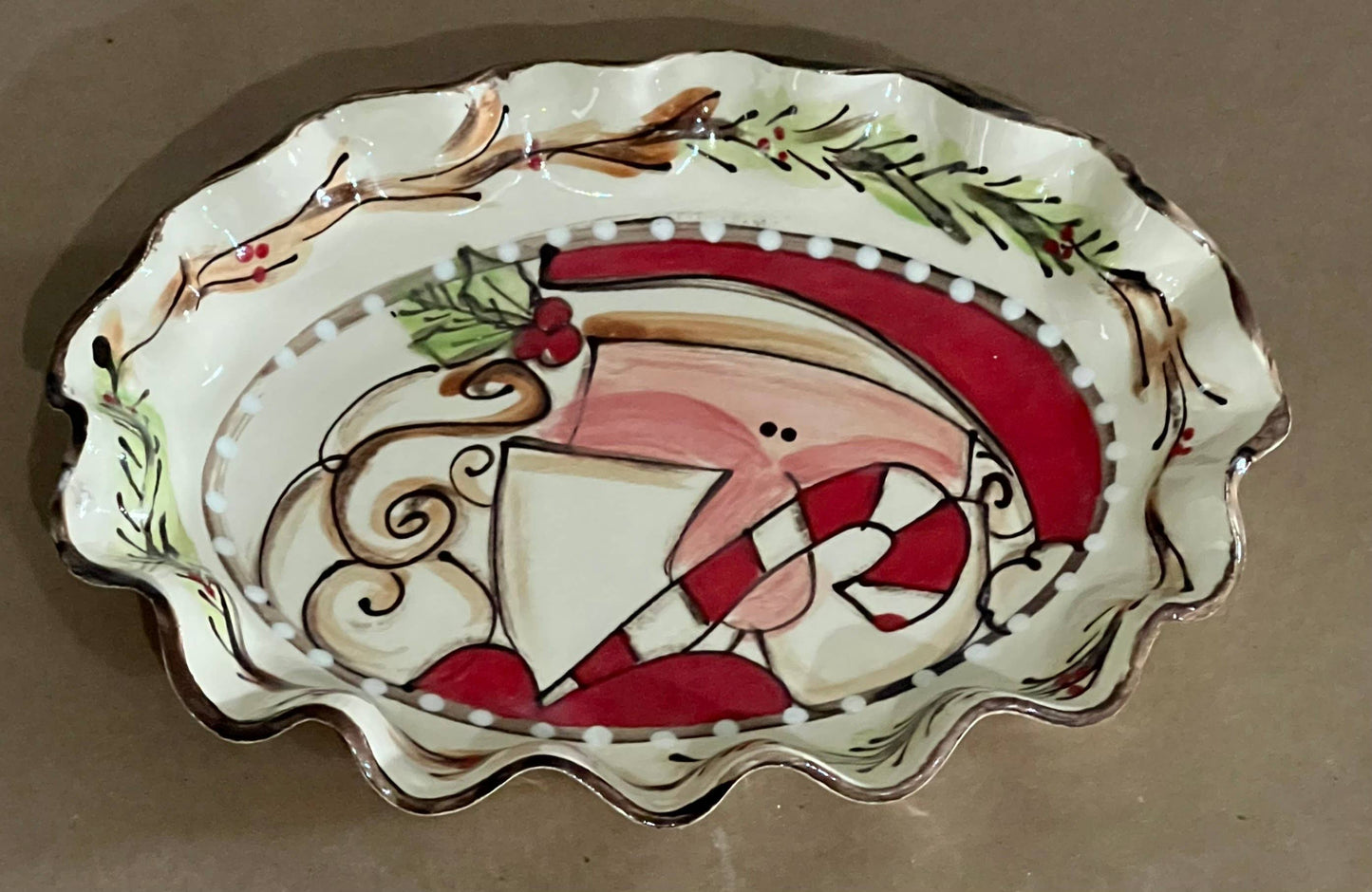 Small Santa Oval Tray (Santa Holly - 2025 Christmas Collection)