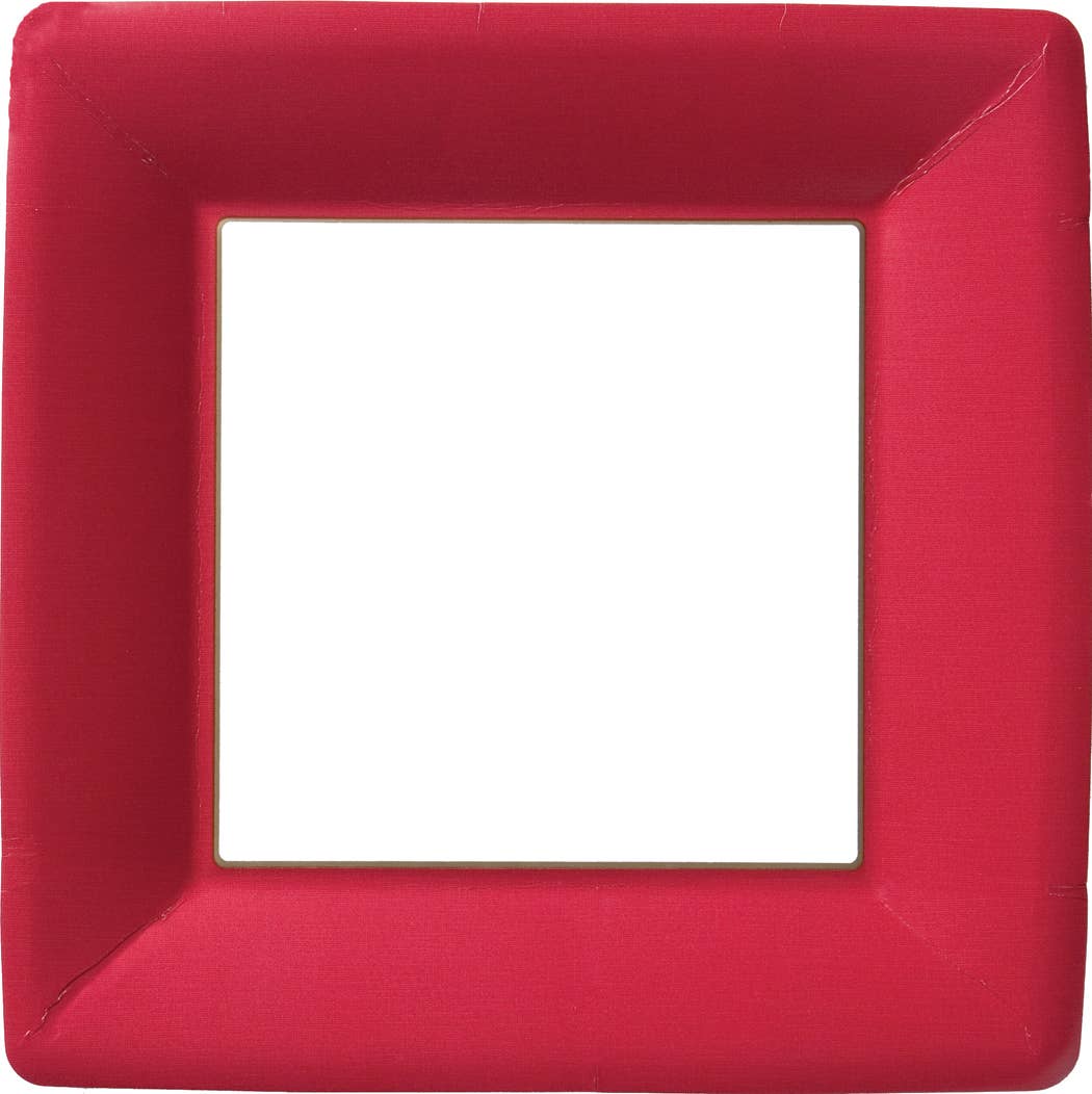 10" Square Paper Plates Pack of 8 Classic Linen red