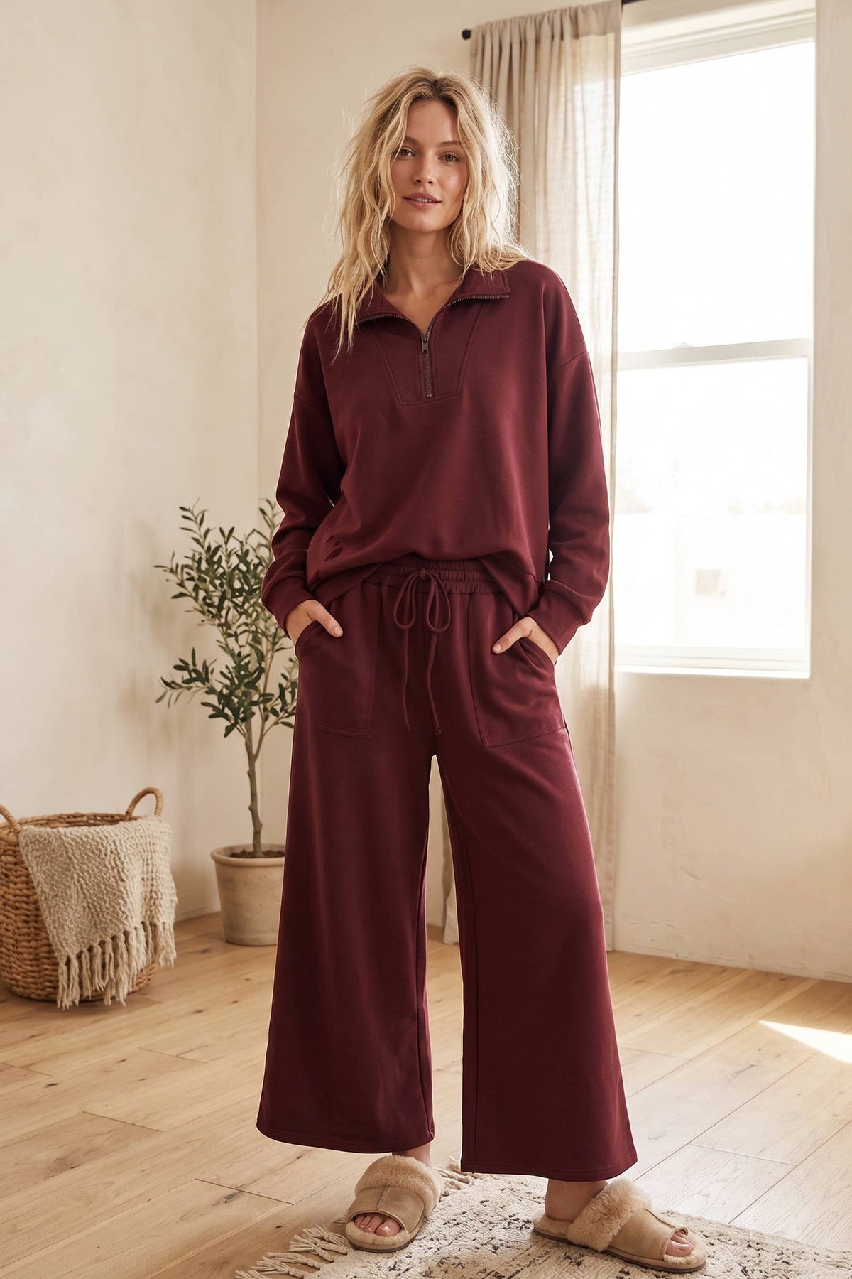 The Big Easy Scuba Half Zip Pullover & Wide Leg Pants Set