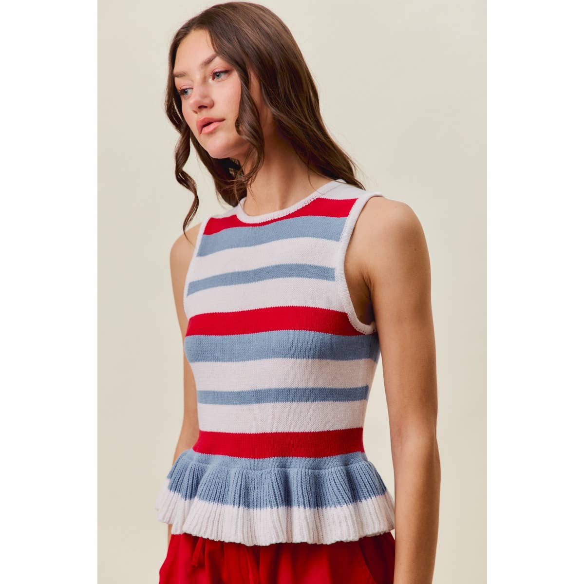 The Ginger Striped Sleeveless Sweater Top