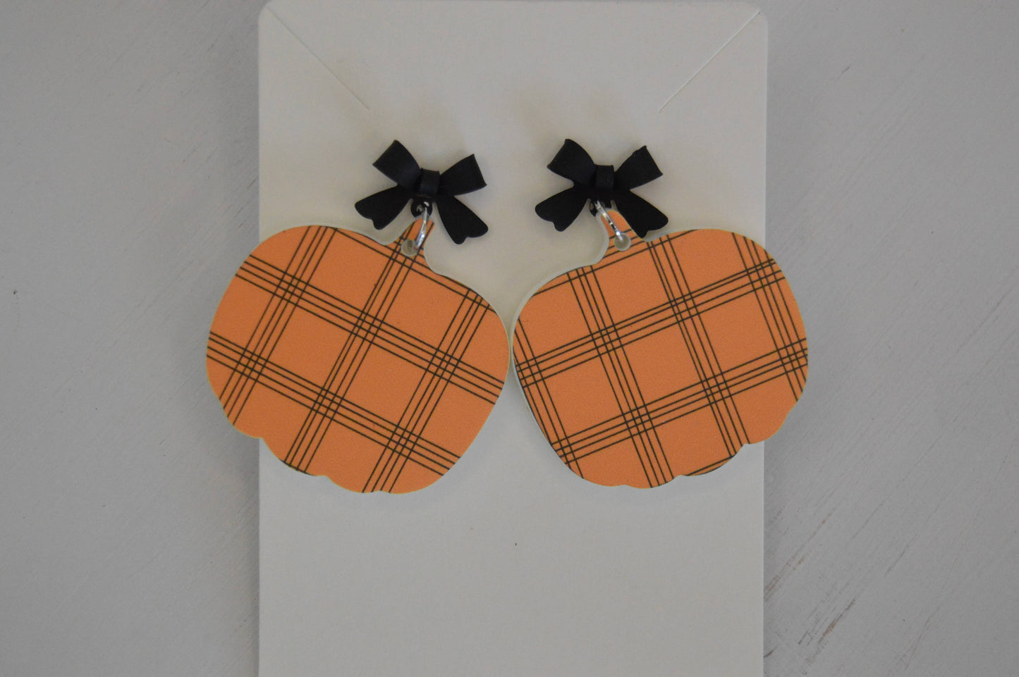 Plaid Pumpkin Earrings, Acrylic Earrings, Fall Earrings