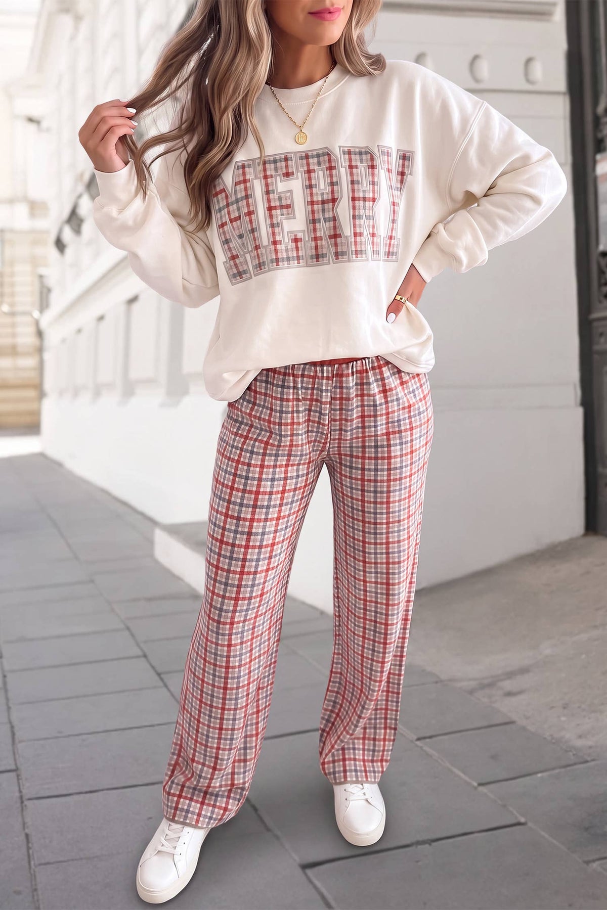 MERRY Plaid Sweatshirt & Pants (Sold Separately)  | S-XL