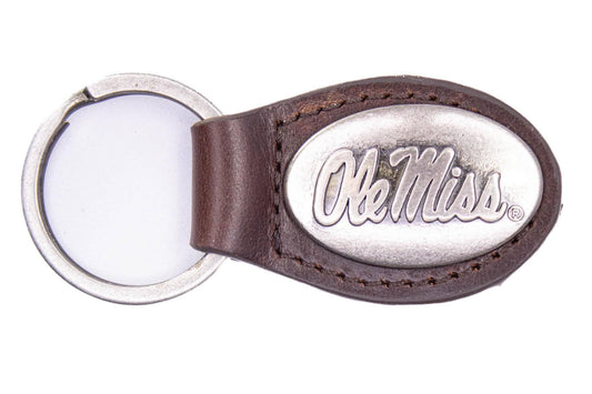 Ole Miss Rebels Oval Leather Key Fob