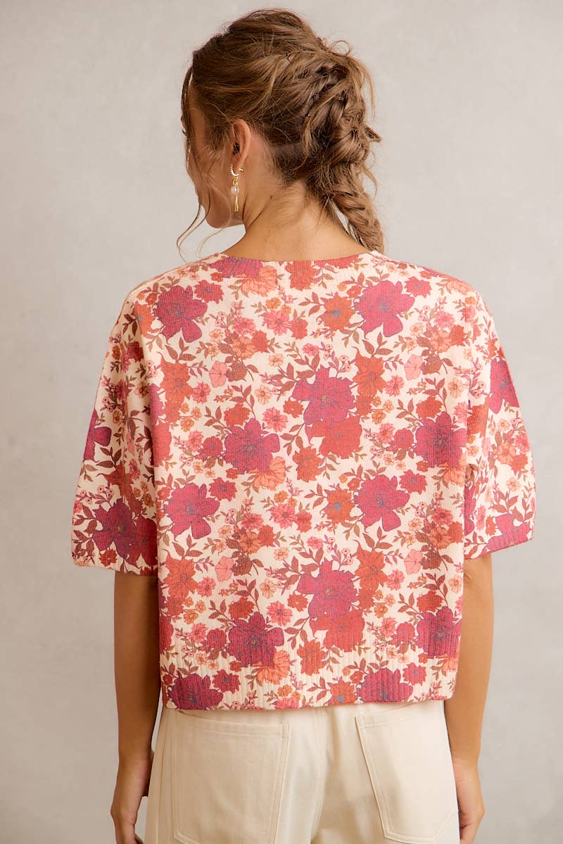 Regina Fall Floral Button Front Sweater