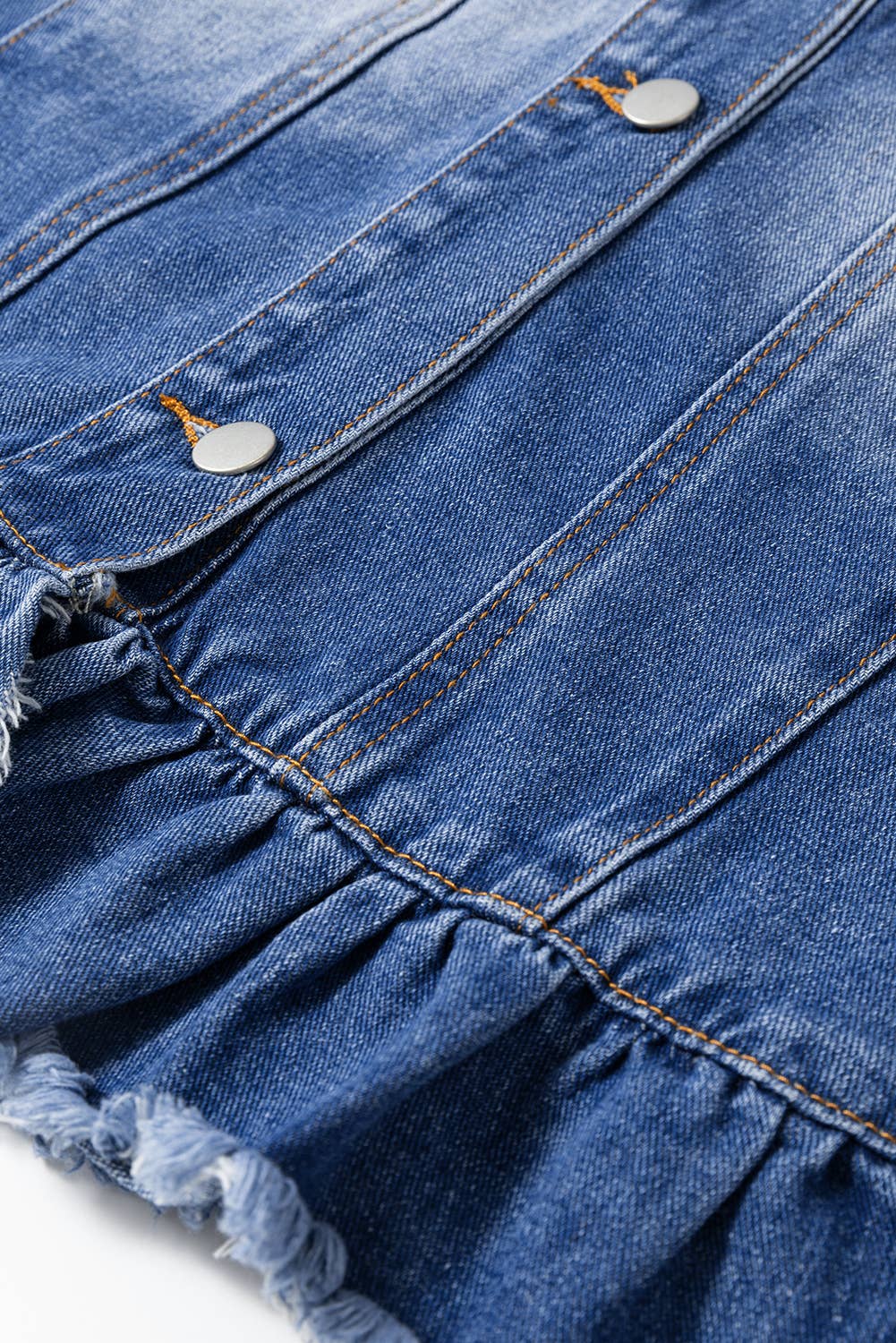 Raw Edge Ruffled Short Sleeve Denim Jacket | S-XL