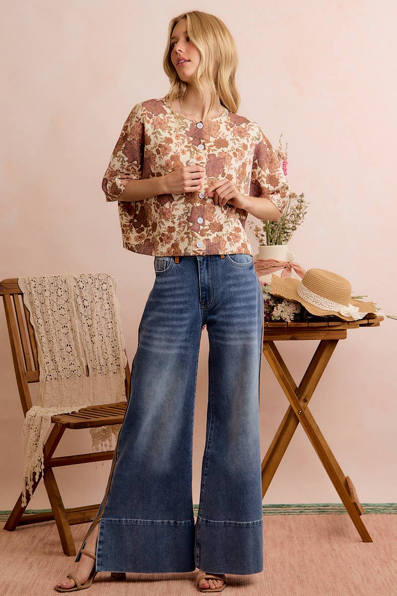 Regina Fall Floral Button Front Sweater