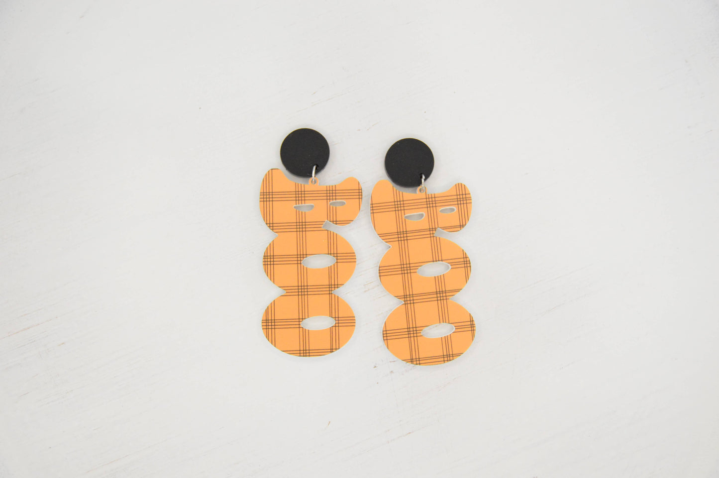 BOO plaid Halloween Earrings, Acrylic Earrings, Earrings