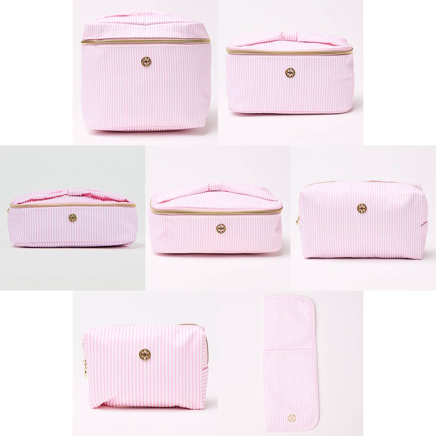 Mary Square Pink Stripe Cosmetic Bag Collection