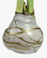 Double White Flower Gold Lacquer Splatter Wax Coating