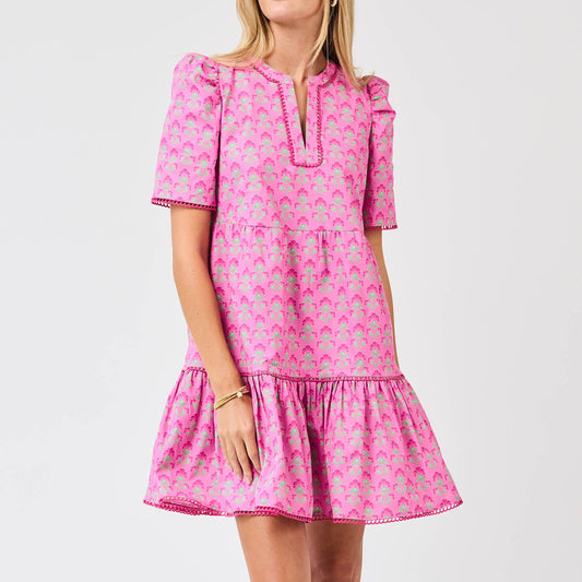 Adelyn Deco Lilies Fuchsia Dress