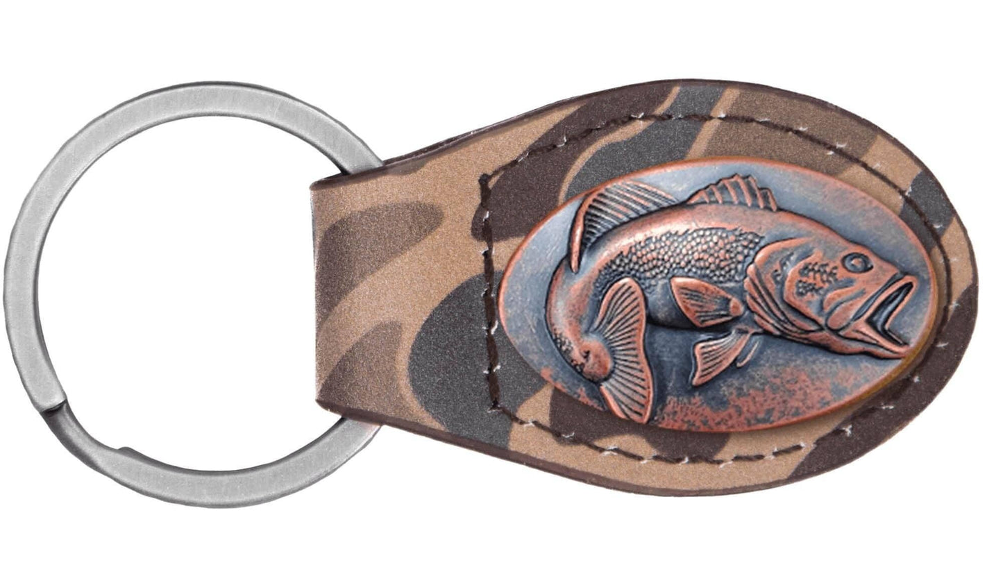 Camo Brown Leather Key Fob ( Bass, Lab, Deer, Mallard )