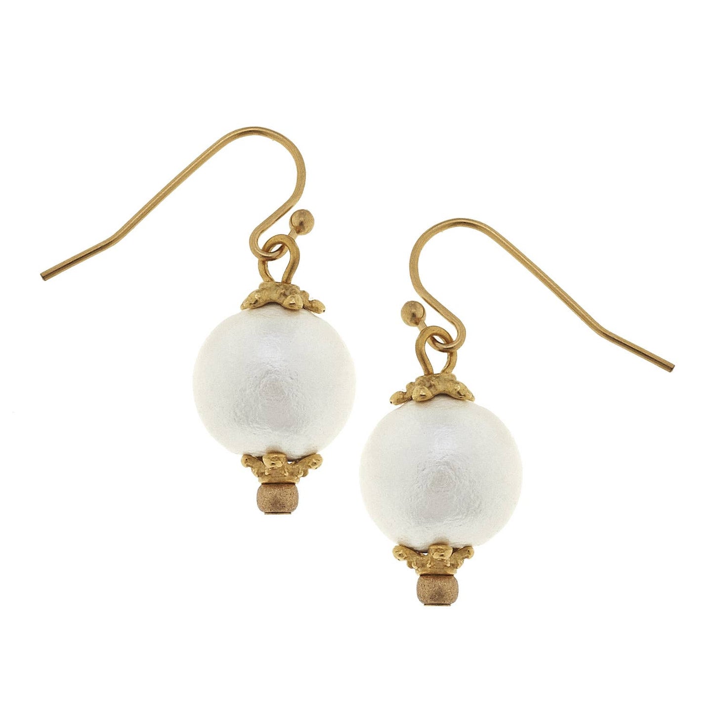 Susan Shaw Gold with Small Cotton Pearl Earrings