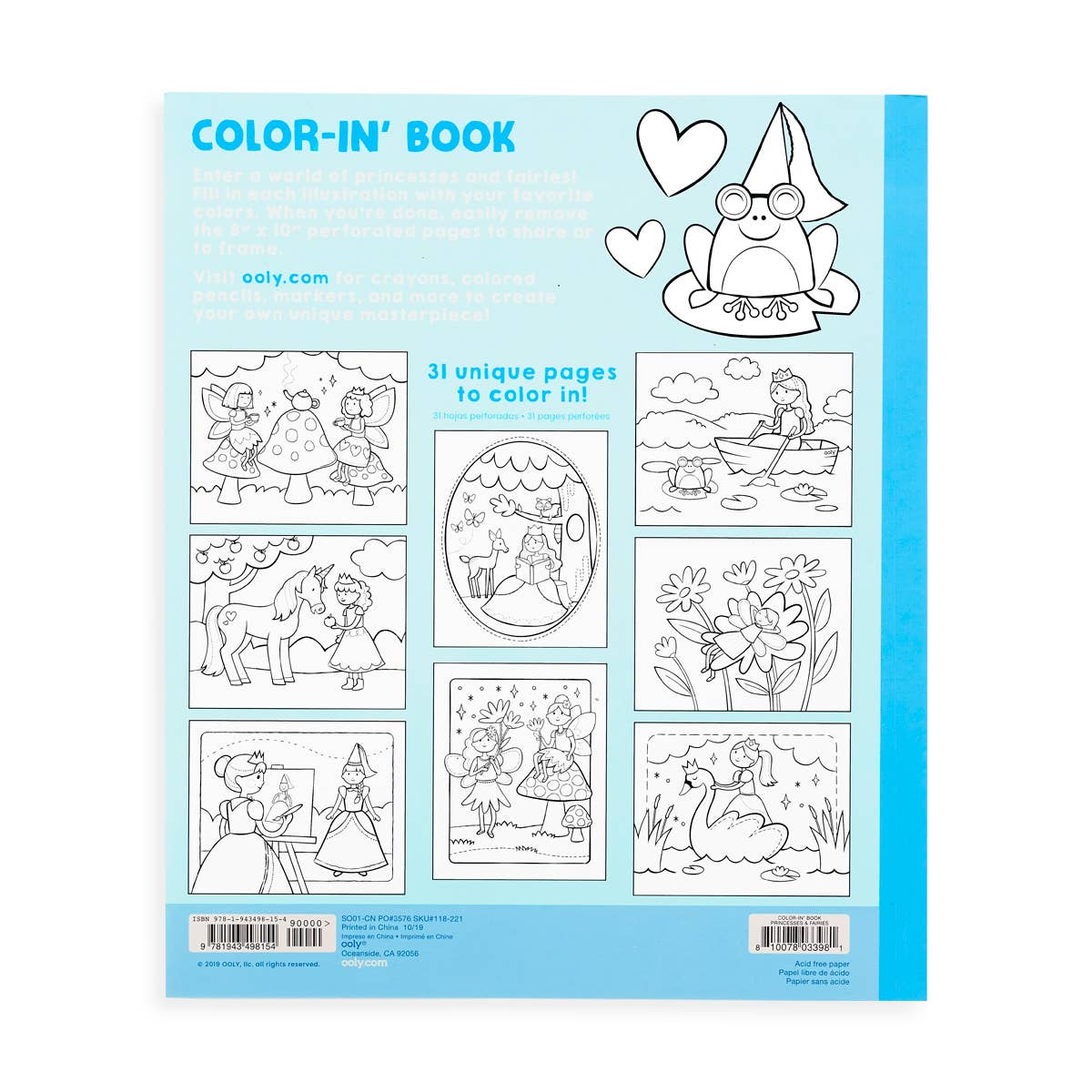 Color-in' Book: Princess & Fairies (8" x 10";31 Pages)