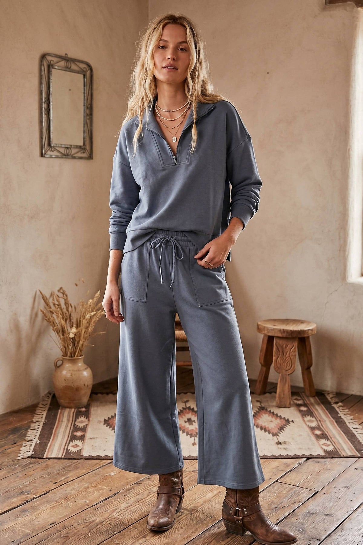 The Big Easy Scuba Half Zip Pullover & Wide Leg Pants Set