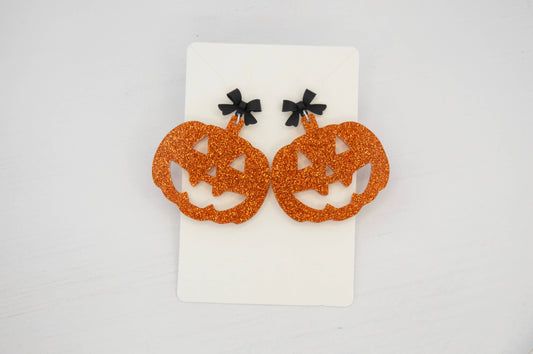 Jack-O-latern Pumpkin Halloween Earrings, Acrylic Earrings