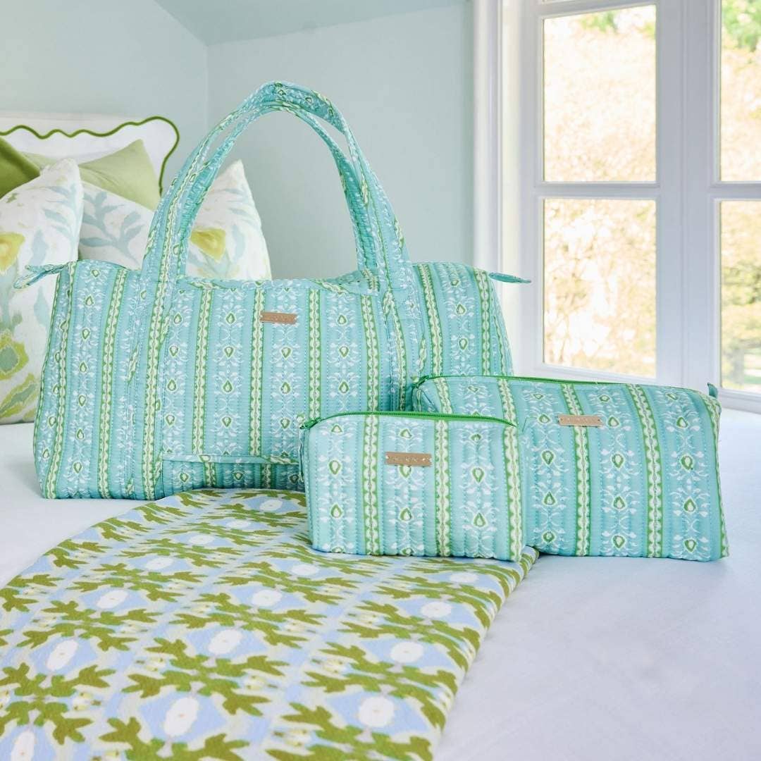 Rosemary Stripe Blue Quilted Signature Duffle Bag