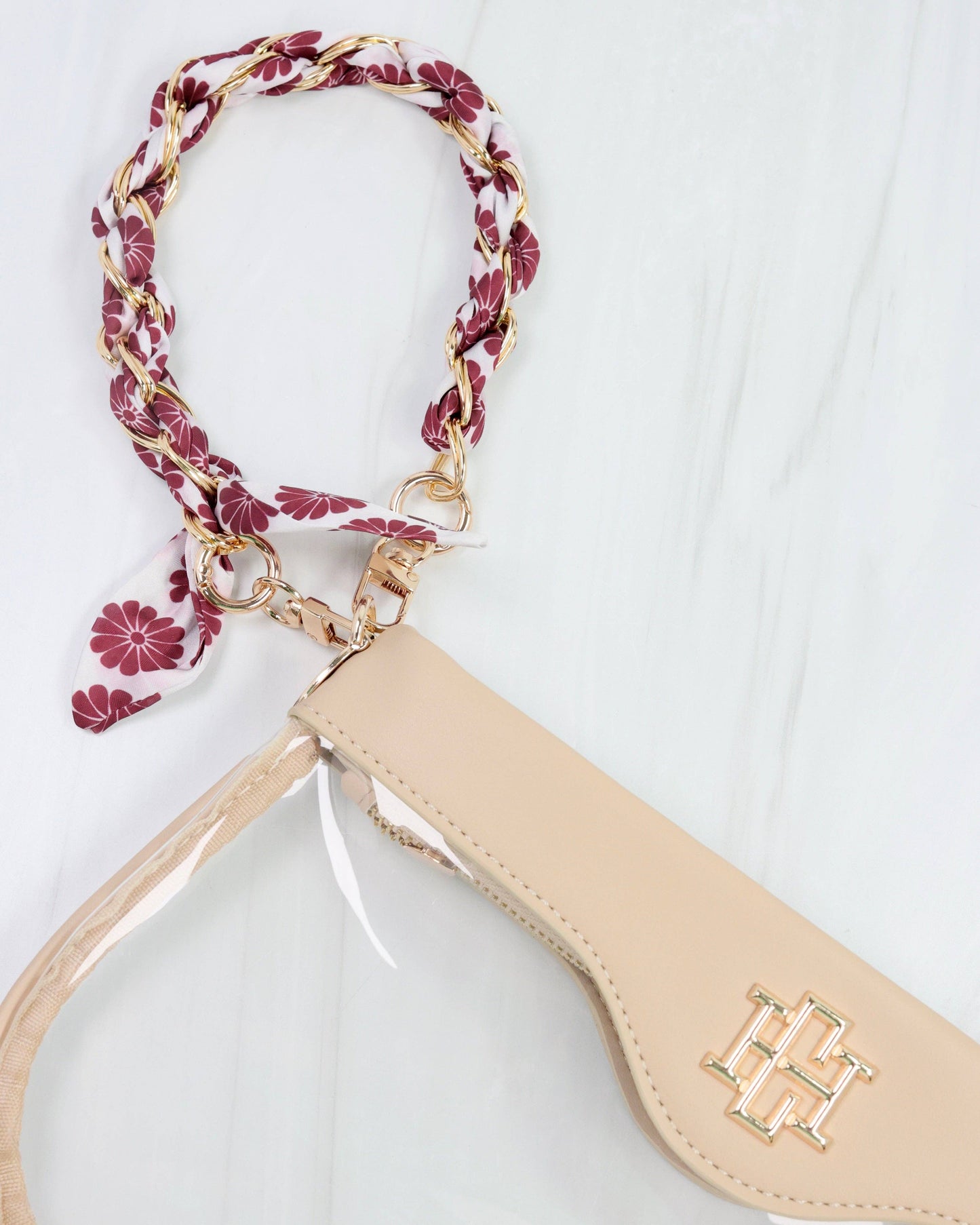 Serafina Scarf Purse Chain Maroon Floral