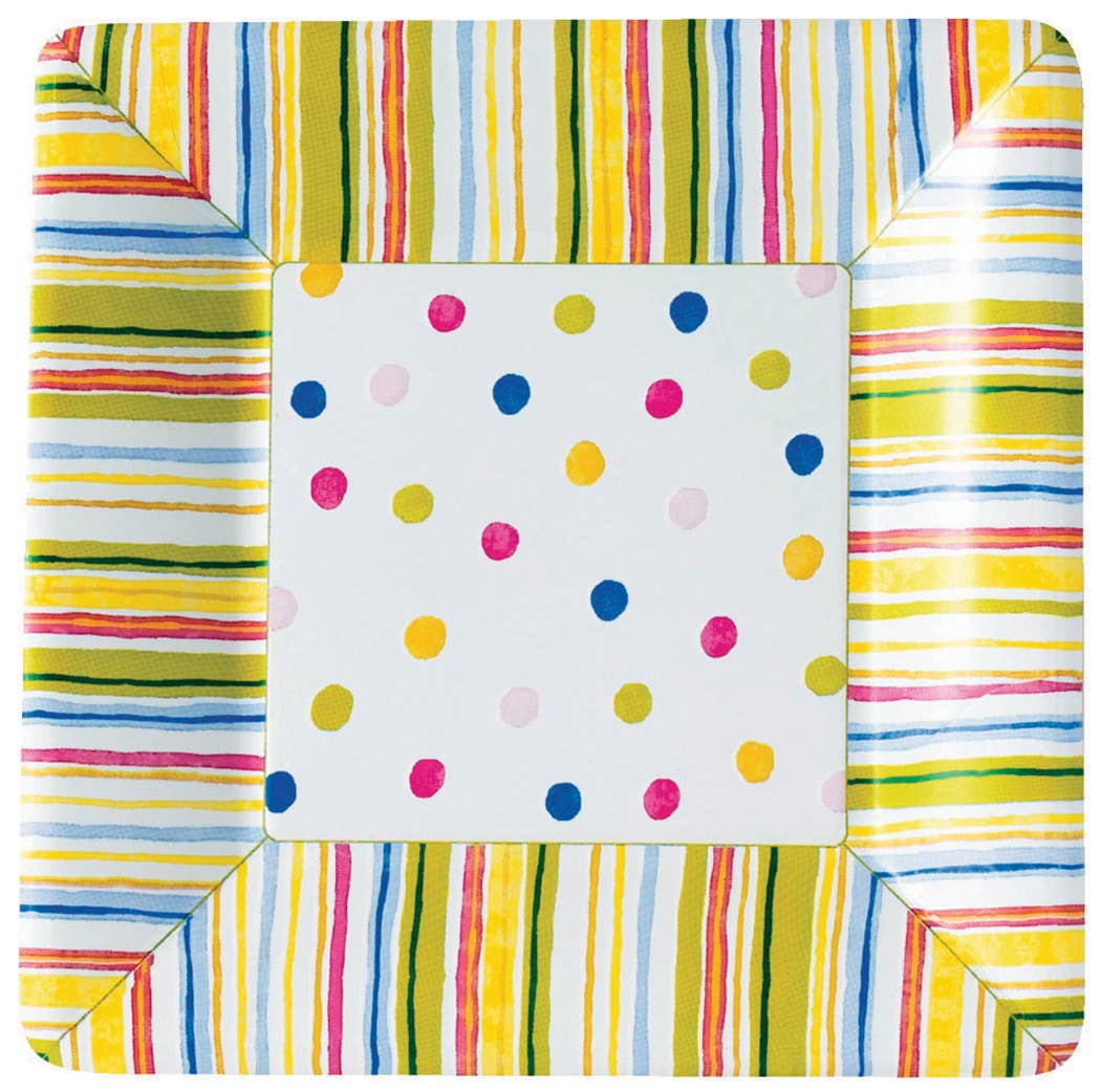 10" Square Paper Plates Smart Dots