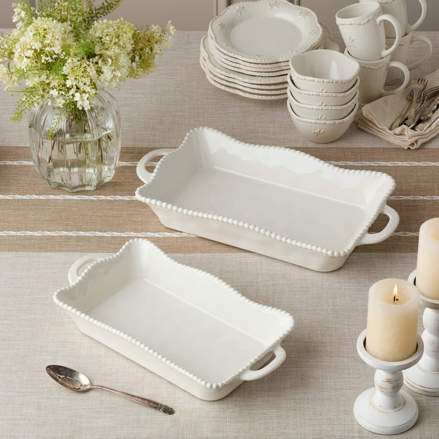 Perlette Cream Medium Rectagular Baker 14in x 8.75in