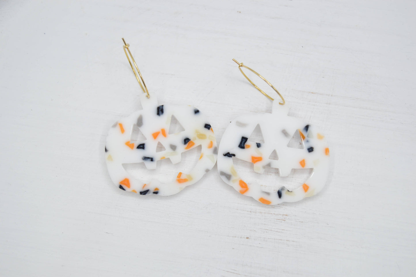 Jack-O-latern Pumpkin Halloween Earrings, Acrylic Earrings