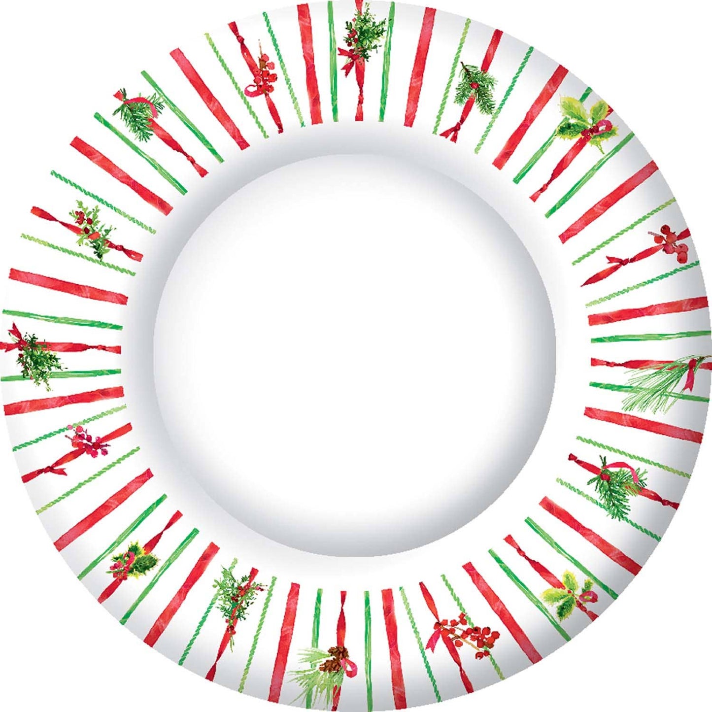 10.5" Round Paper Plates Pack Of 8 Ribbon Stripe