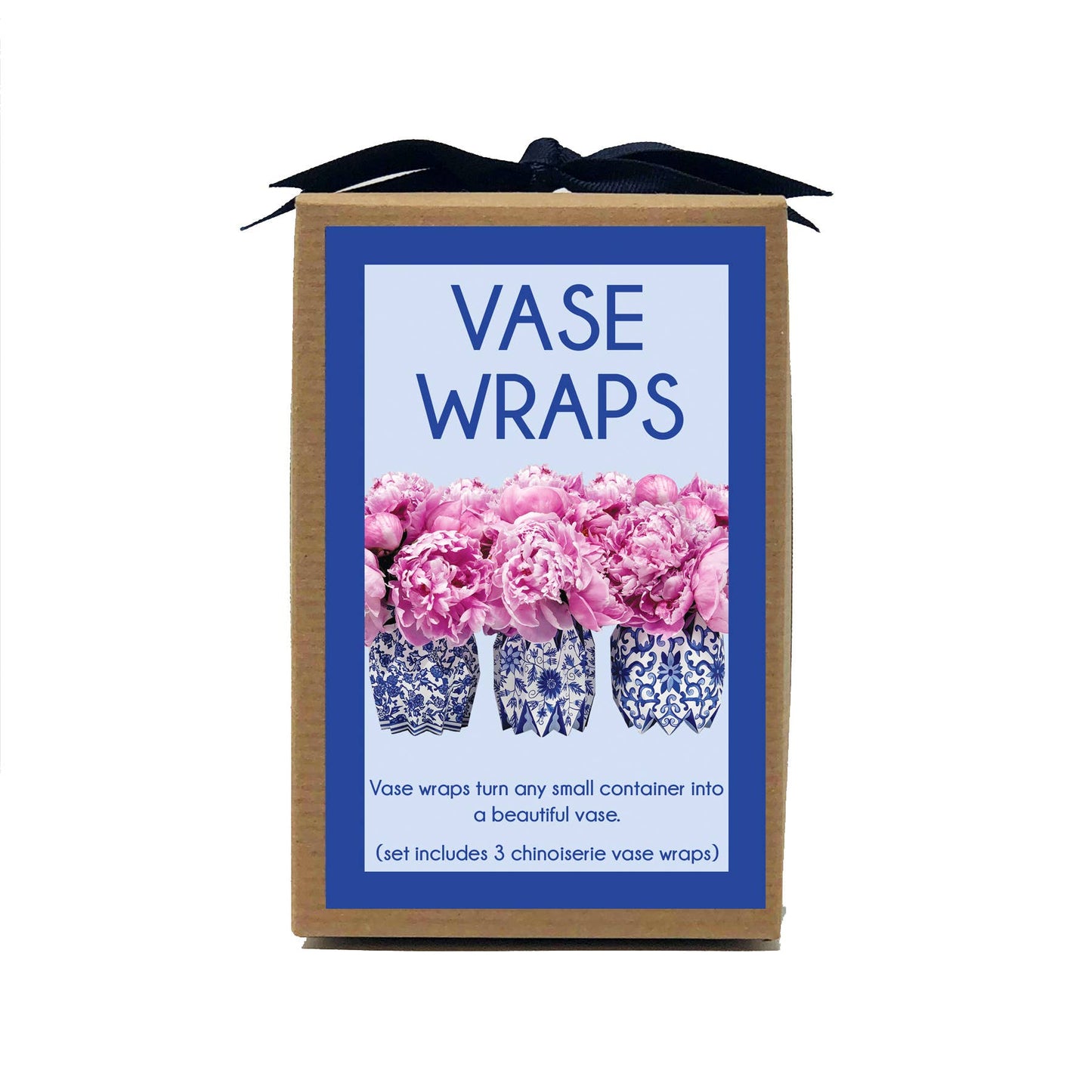 Blue Chinoiserie Paper Vase Wraps | Set of 3