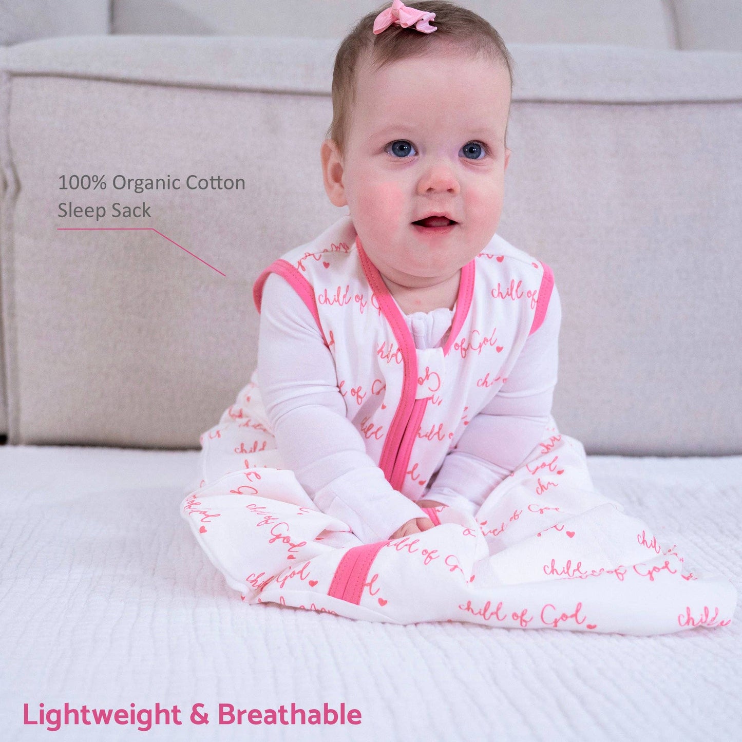 Organic Cotton Sleep Sack - Pink Child of God