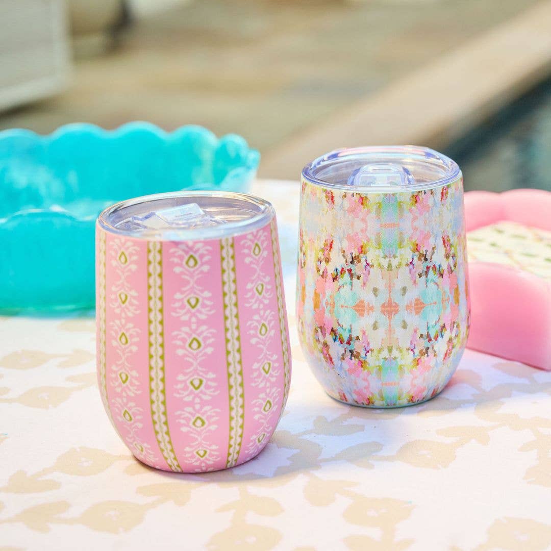 Laura Park Rosemary Stripe Pink 12 oz. Wine Tumbler