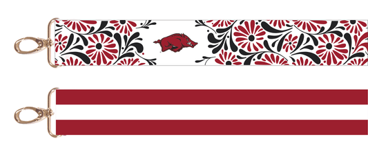 Arkansas Floral and Stripe Reversible Purse Strap
