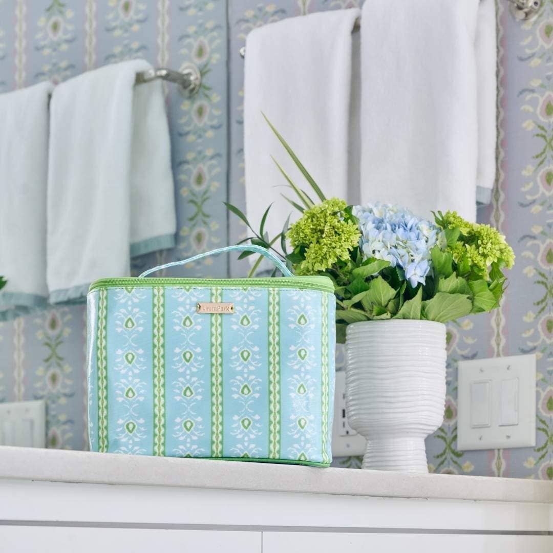 Rosemary Stripe Blue Train Case