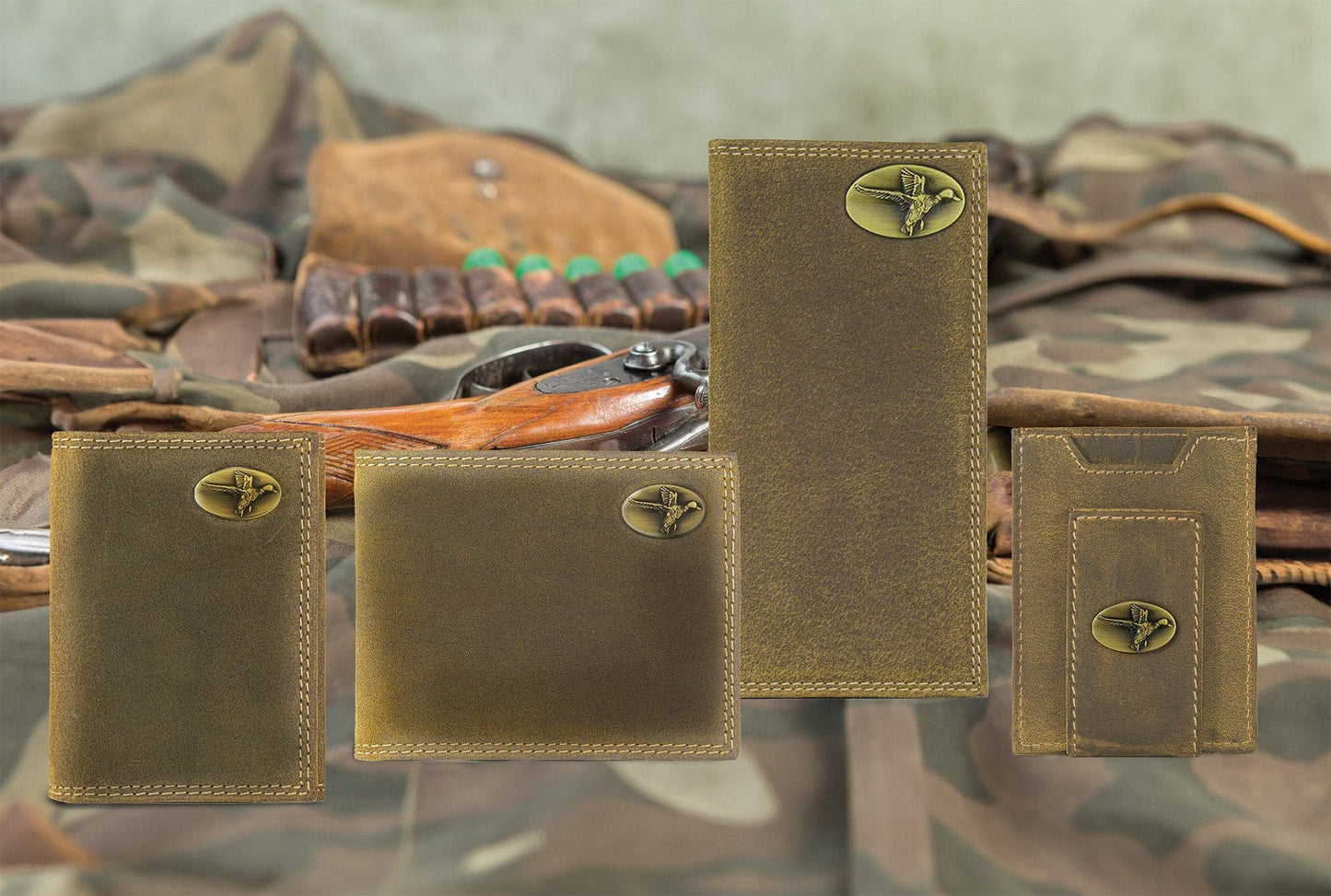 Mallard Vintage Tan Leather Trifold Wallet
