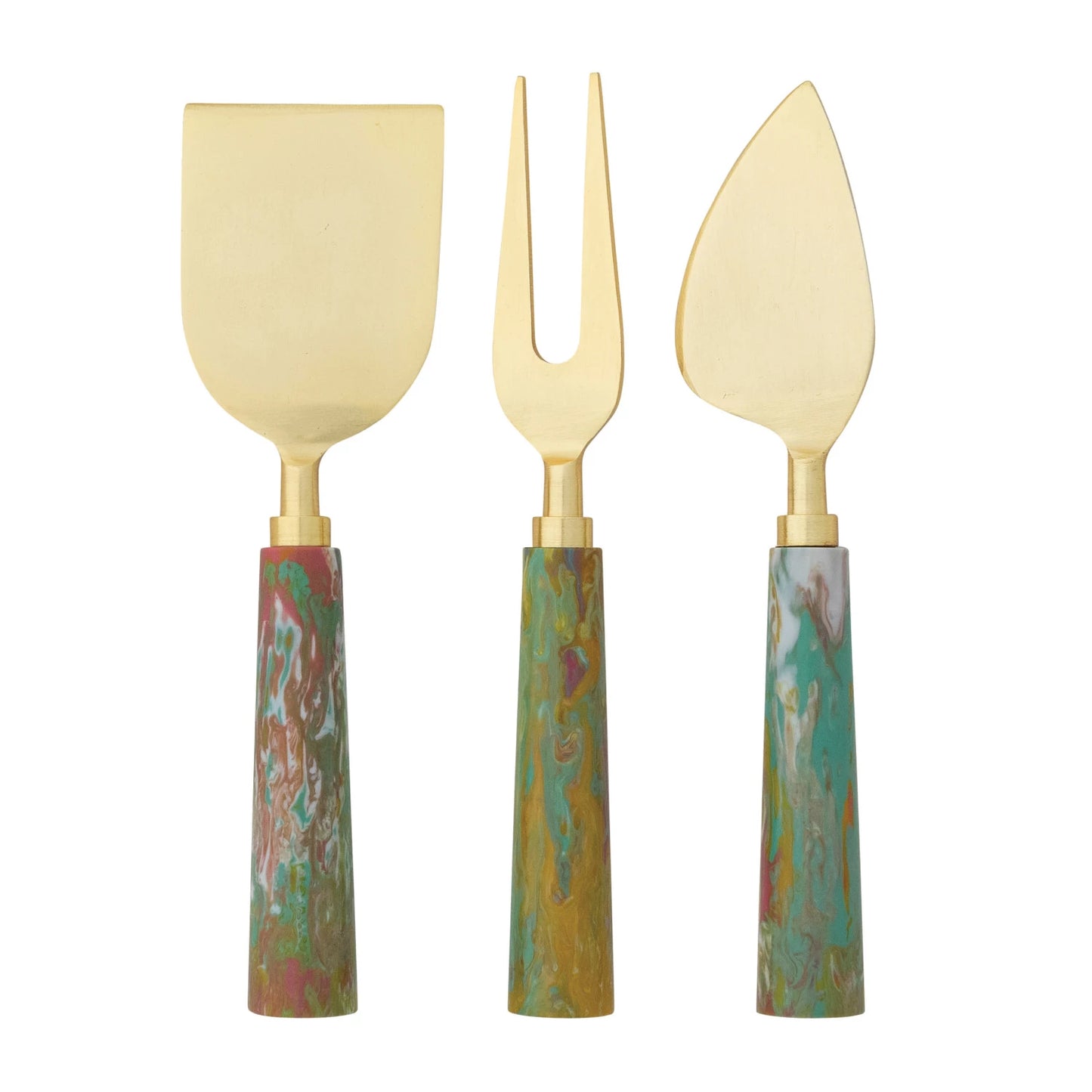 Cheese Knives w/ Marbled Resin Handles - Set of 3