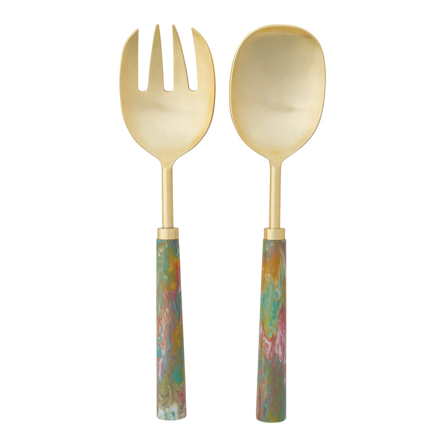 Salad Servers w/ Marbled Resin Handles - Set of 2