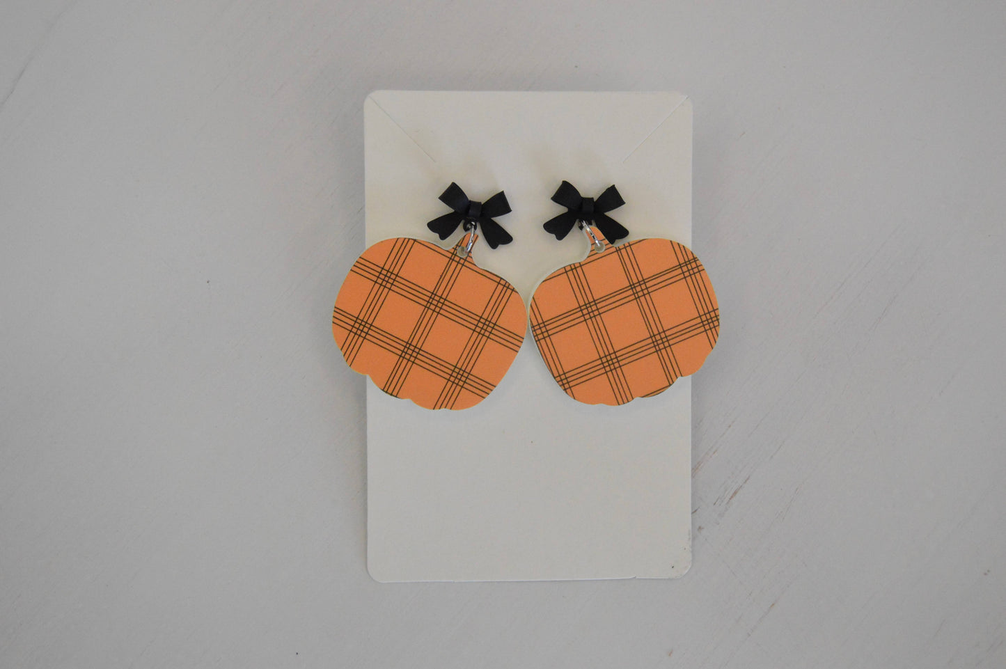 Plaid Pumpkin Earrings, Acrylic Earrings, Fall Earrings