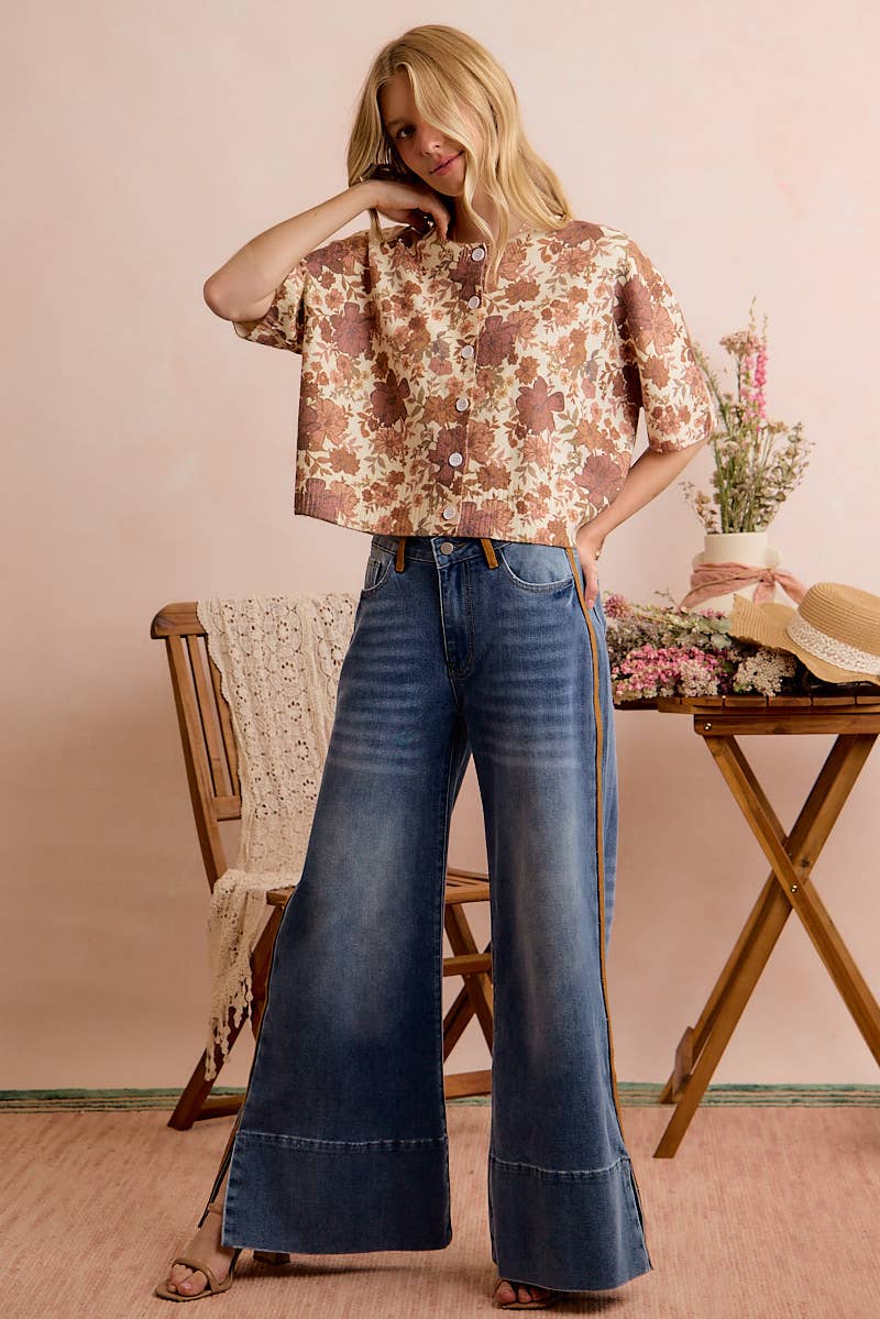 Regina Fall Floral Button Front Sweater
