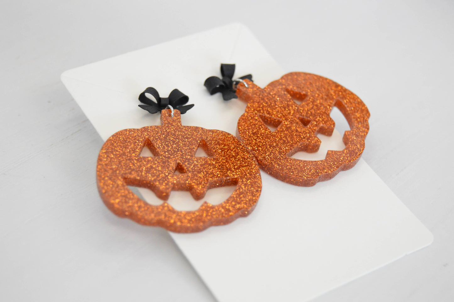 Jack-O-latern Pumpkin Halloween Earrings, Acrylic Earrings