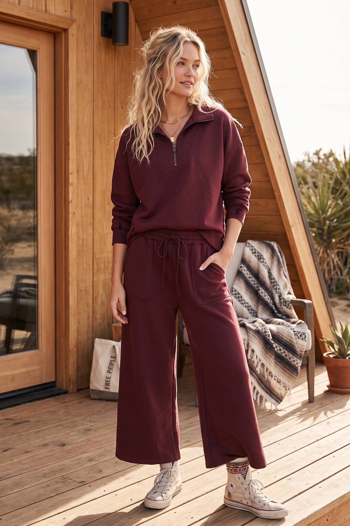 The Big Easy Scuba Half Zip Pullover & Wide Leg Pants Set