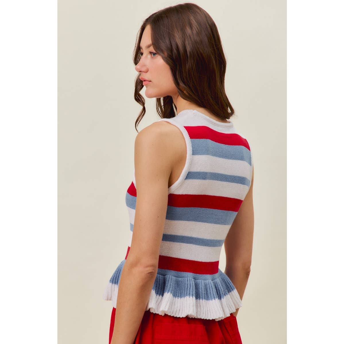 The Ginger Striped Sleeveless Sweater Top