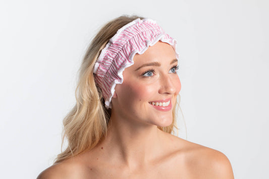 Seersucker Spa Headband - Pink